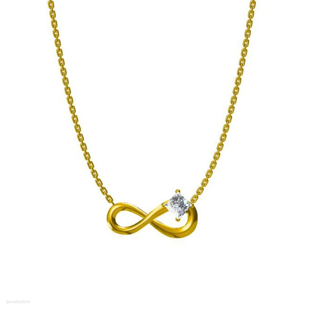 Luxury Infinity Necklace – Full Diamond Stainless Steel Waterproof Pendant with Zirconia