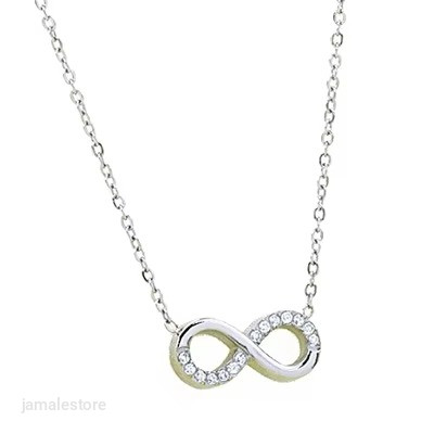 Luxury Infinity Necklace – Full Diamond Stainless Steel Waterproof Pendant with Zirconia
