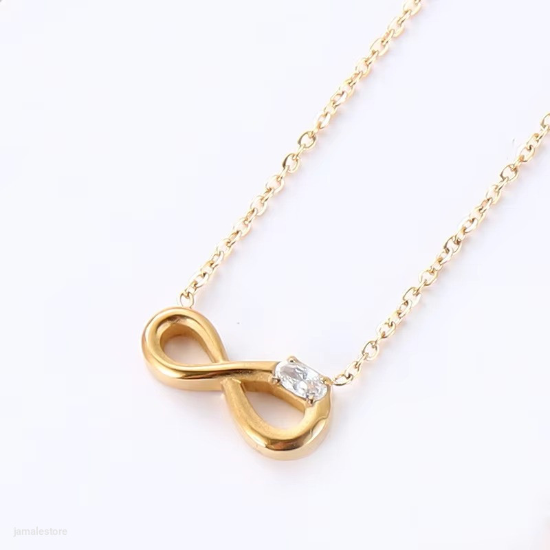 Luxury Infinity Necklace – Full Diamond Stainless Steel Waterproof Pendant with Zirconia