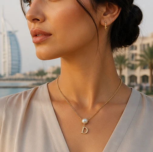 Vintage Style Pearl & Initial 'D' Pendant Necklace for Women