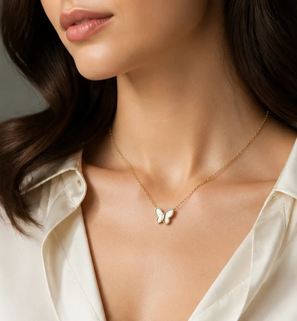 Timeless Mother-of-Pearl Butterfly Pendant Necklace for Women