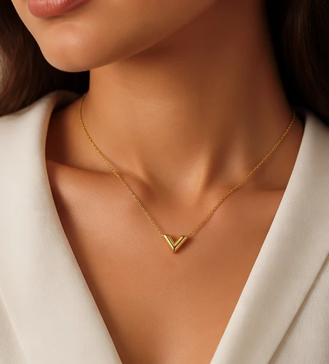 Elegant Black Heart Pendant Necklace – 18K Gold Plated Snake Chain