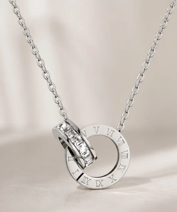 Waterproof Silver-Plated Roman Numeral Bracelet, Necklace & Earring Set